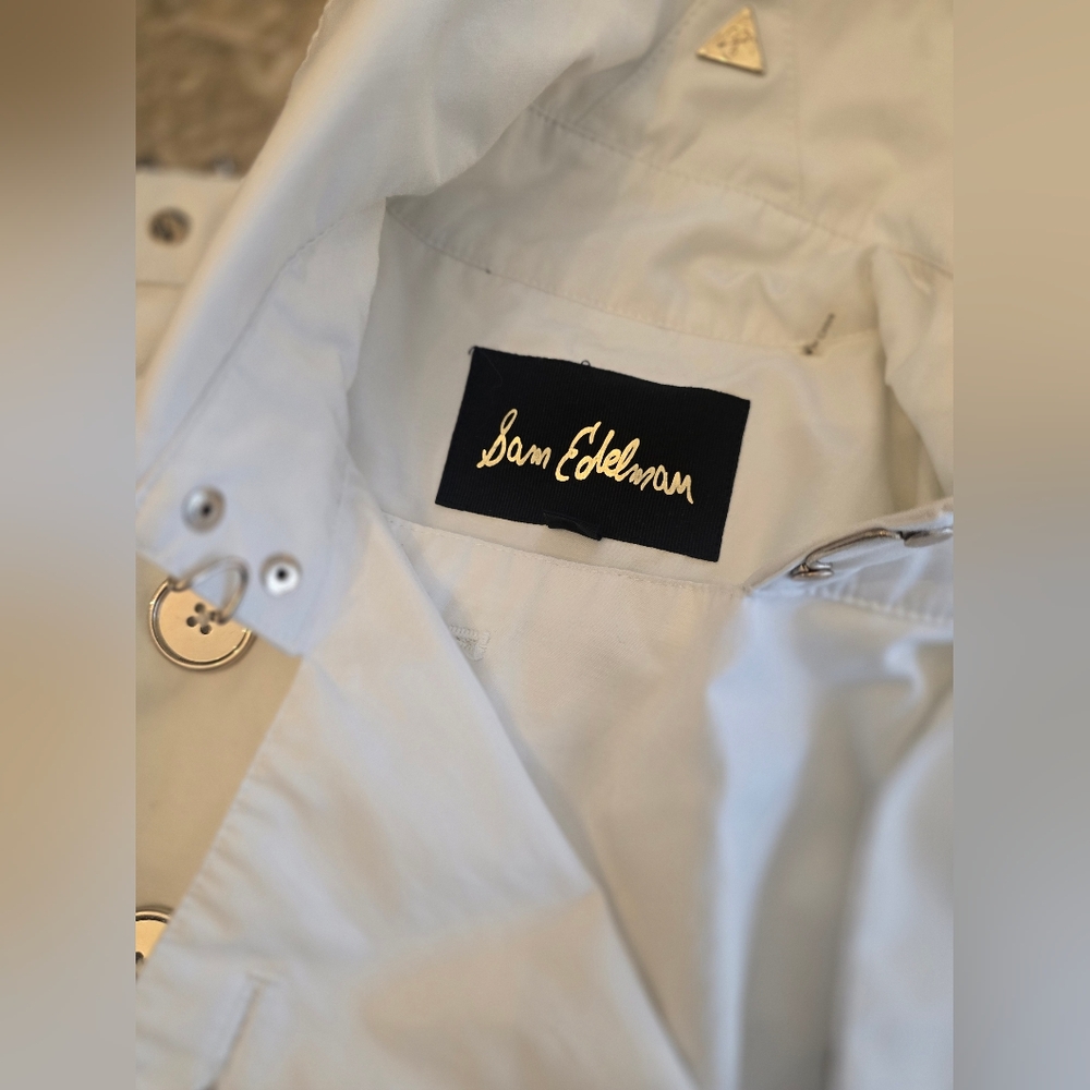 Sam Edelman White Spiked Trench Coat Sz S - Picture 4 of 10